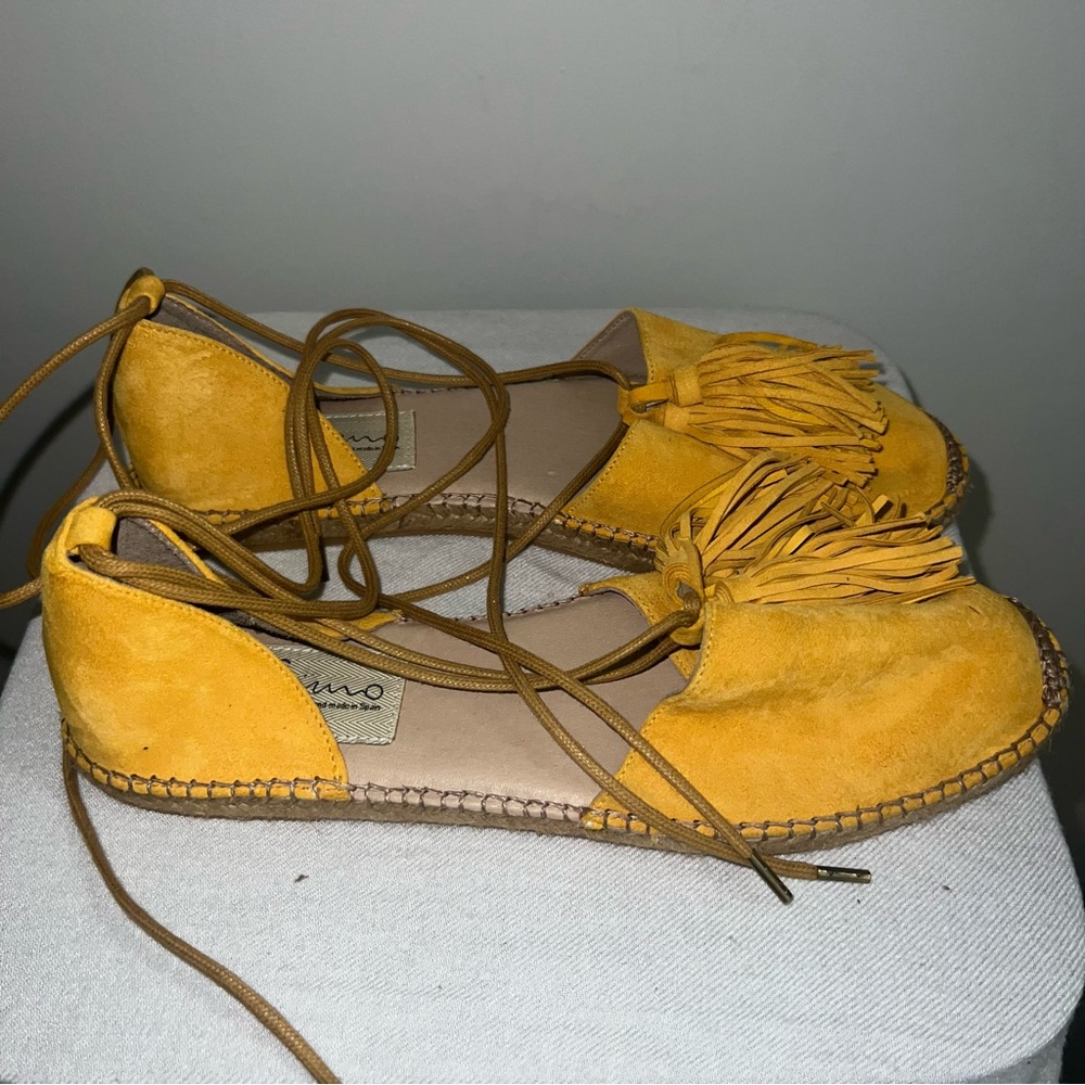 Gaimo NWT Lace Up Espadrilles Yellow